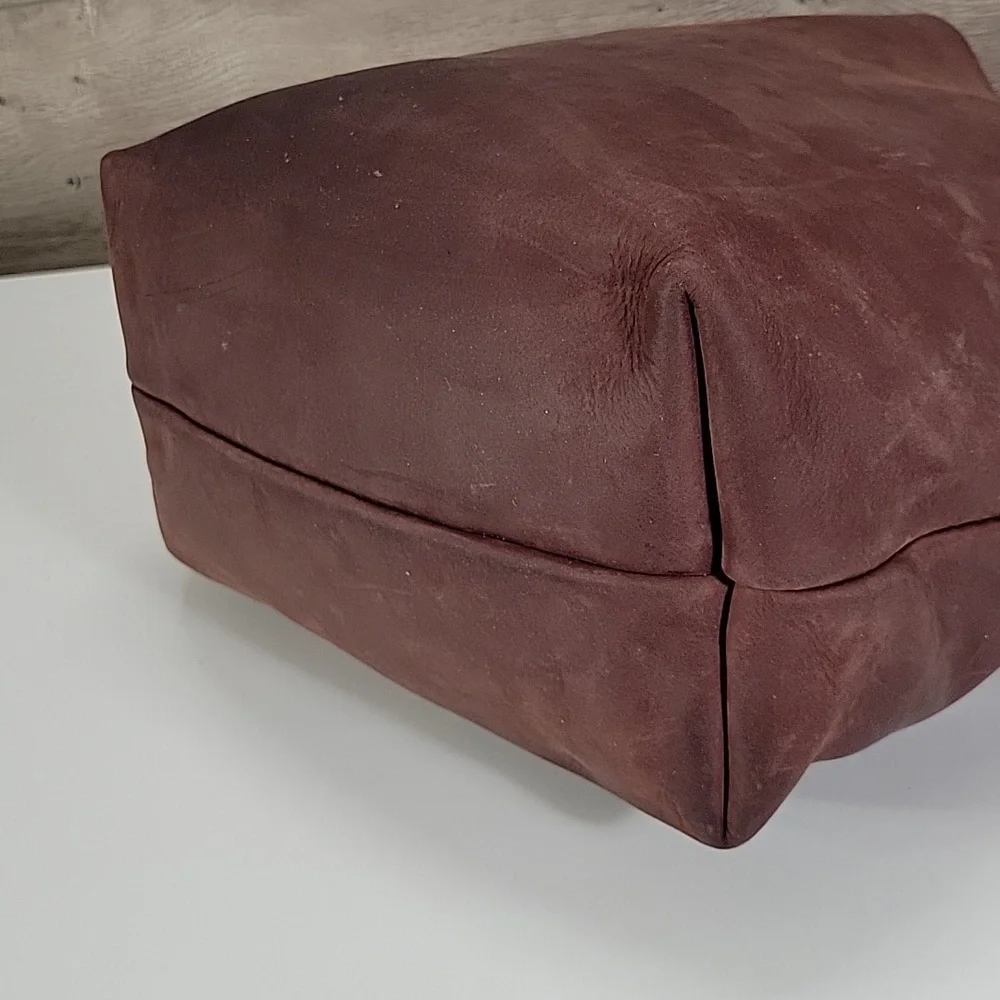 Portland Leather Goods Thick Leather Tote Bag in Burgundy